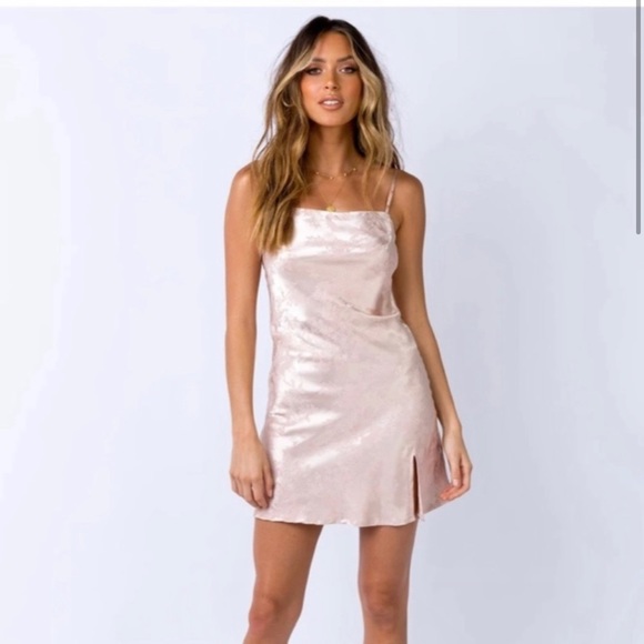 Princess Polly Norman Embroidered Satin Slip Dress Size 4 - Picture 7 of 8